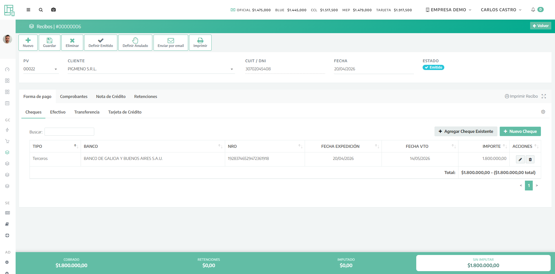 Gestioná cobros, pagos y saldos en un solo flujo.
