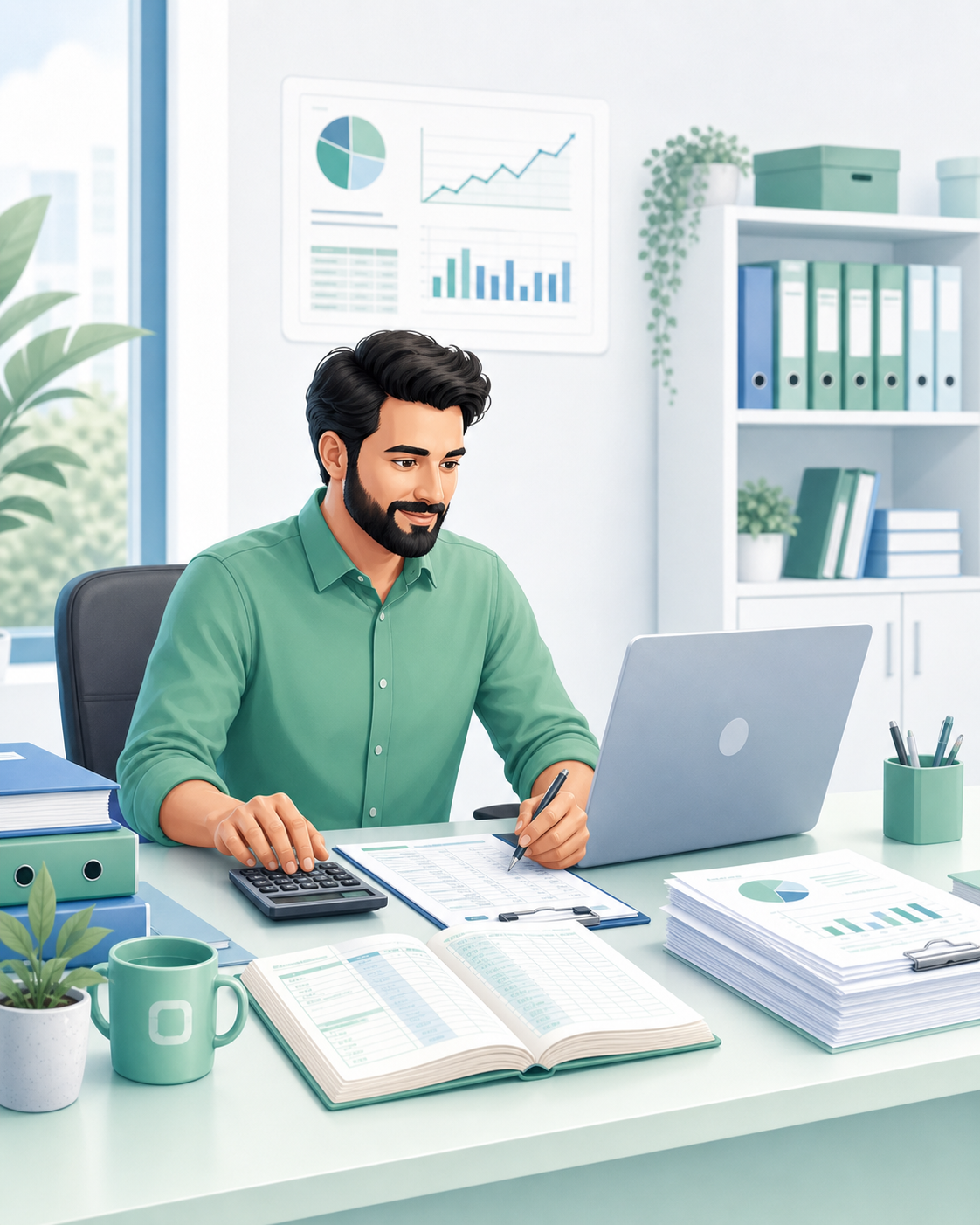 Ilustración editorial del módulo Contabilidad de platbi®